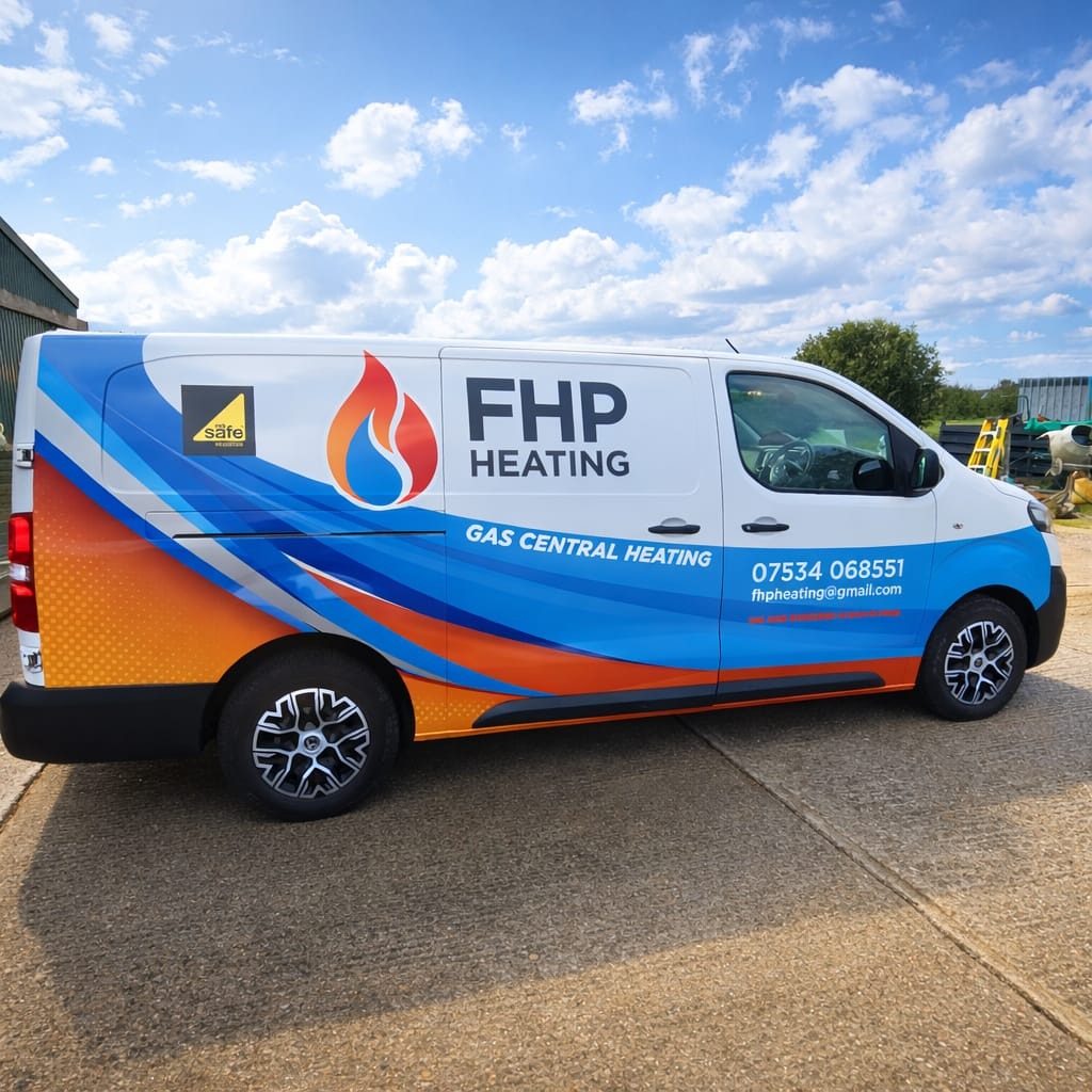 FHP Heating Limited van on site in Essex, Gas Safe registered heating engineers